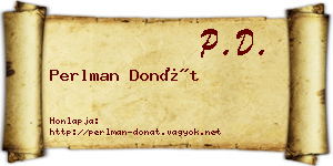 Perlman Donát névjegykártya